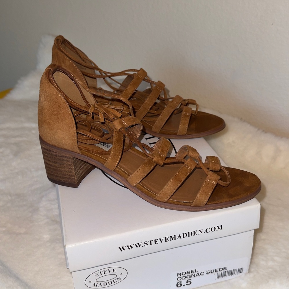 Steve Madden ROSEL COGNAC SUEDE Strappy Sandals